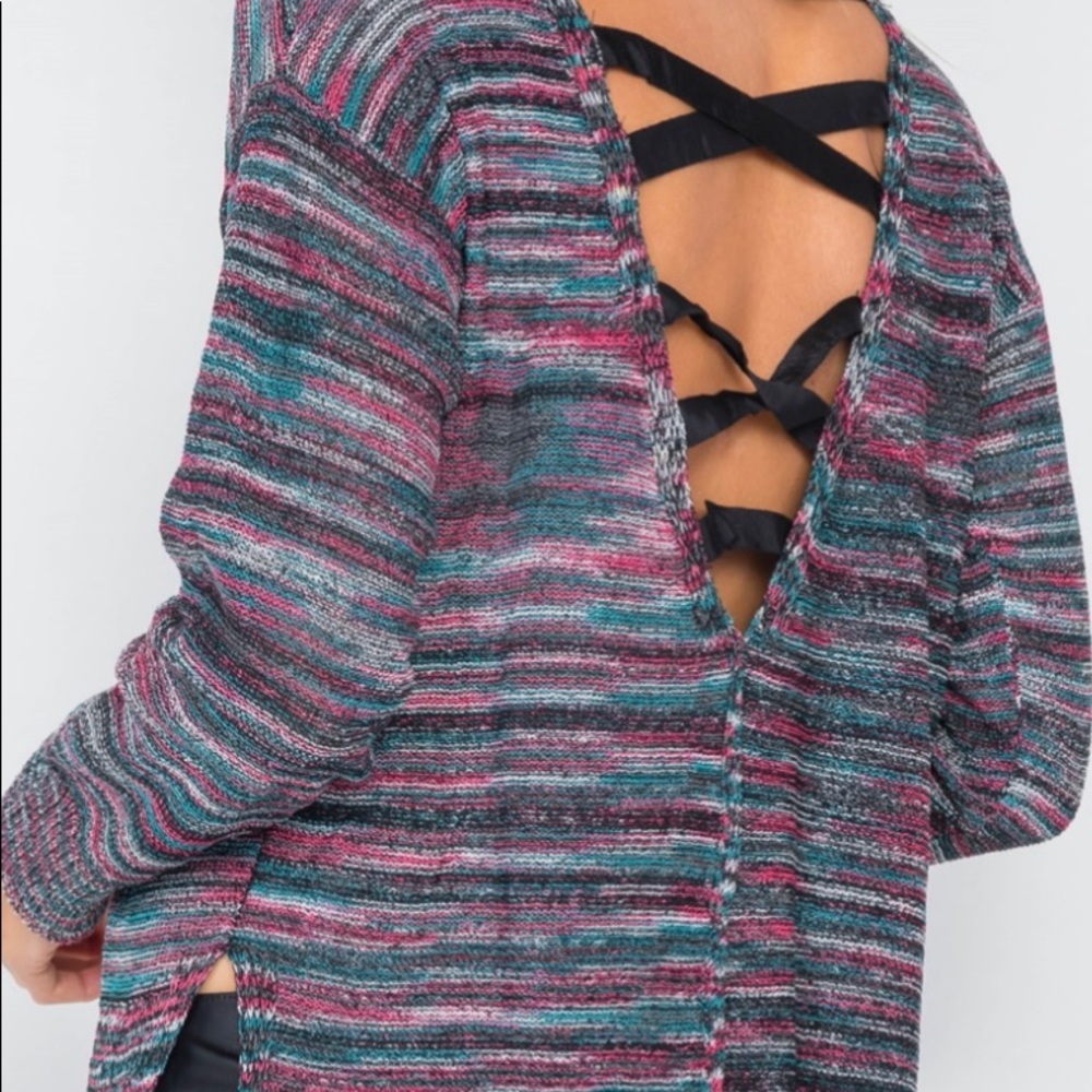 Cross Cross Open Back Sweaters - Picture 3 of 4